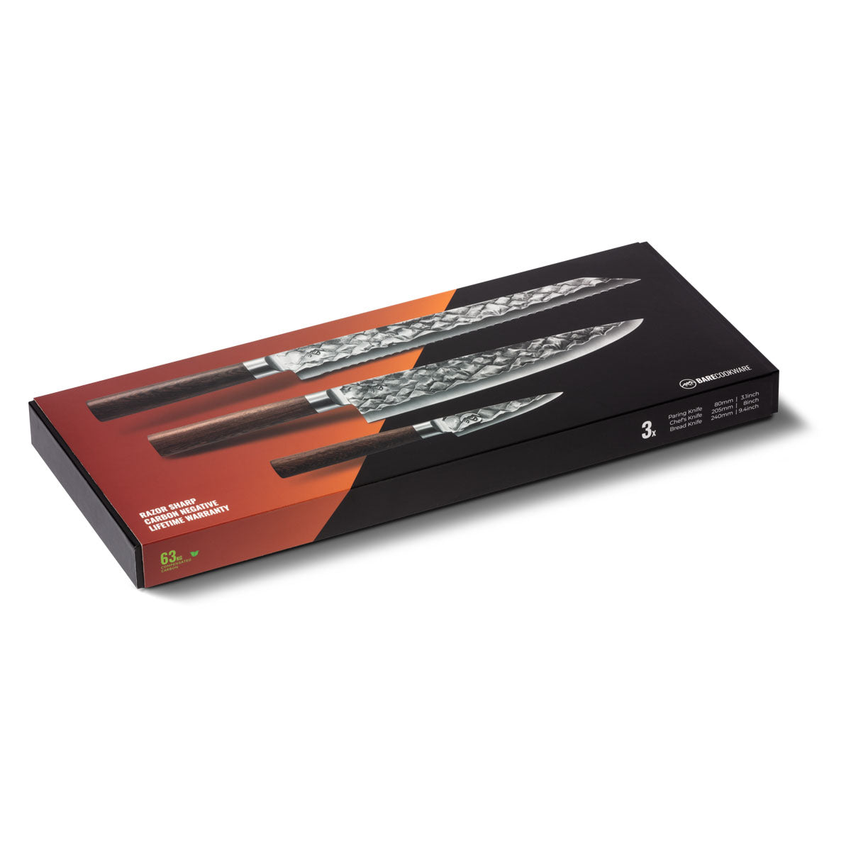 BARE Cookware messen set 3 stuks Western